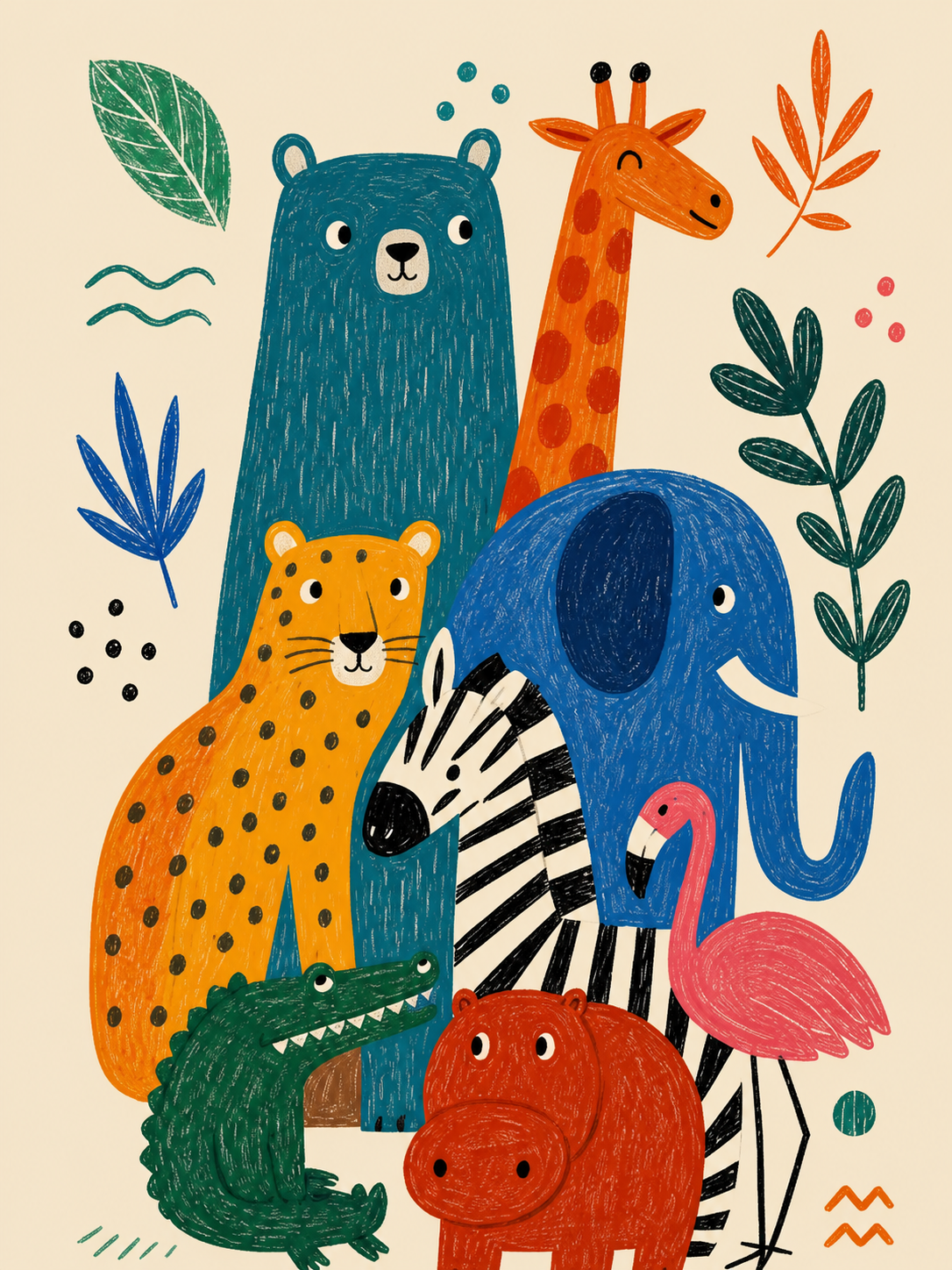 Safari de Animales — cuadro infantil