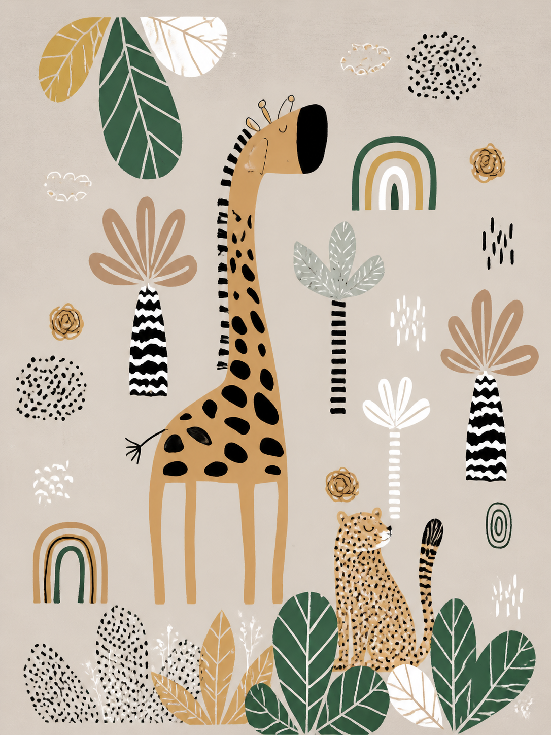 Jirafa Botánica — cuadro infantil