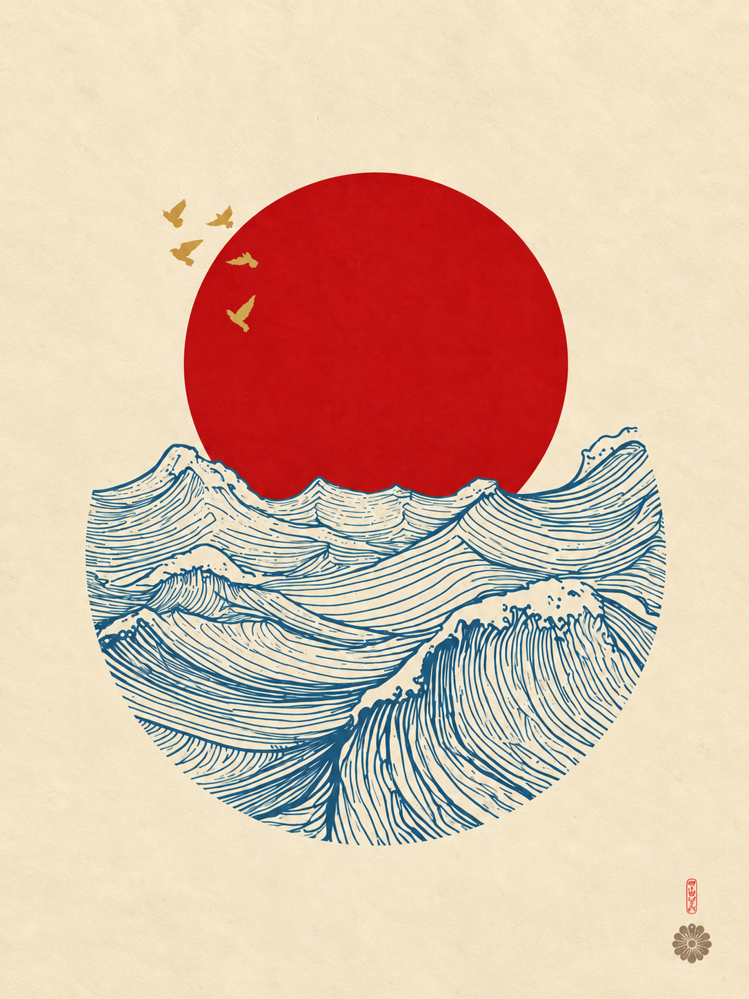 Japón — Sol rojo y olas