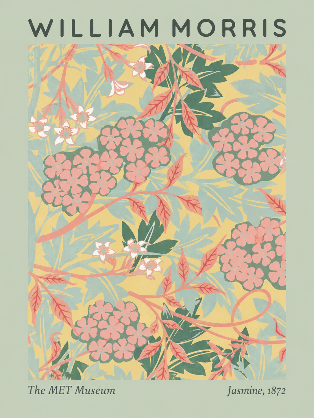 Jardín botánico en tonos pastel, estampado William Morris