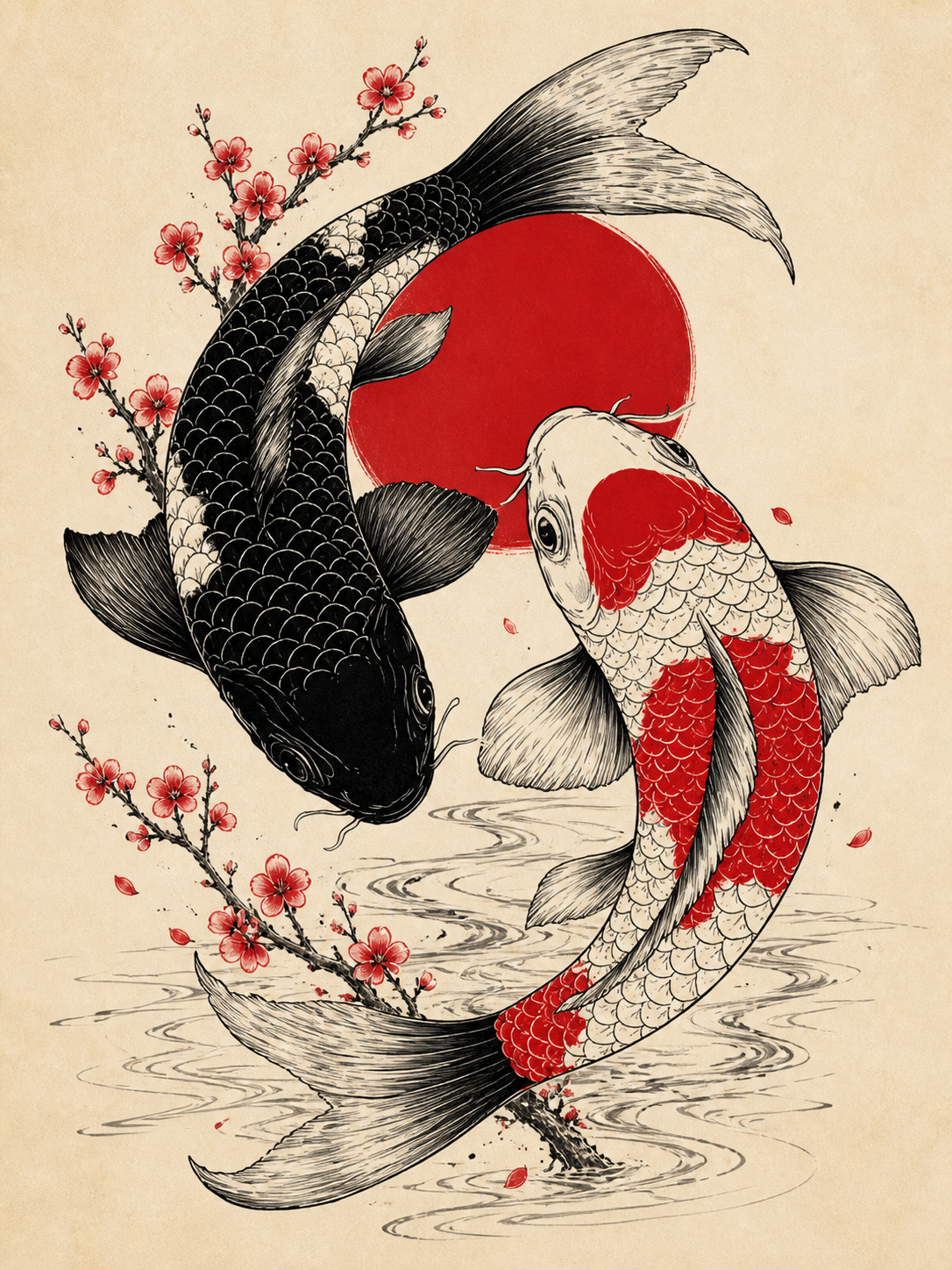 Koi YinYang Rojo