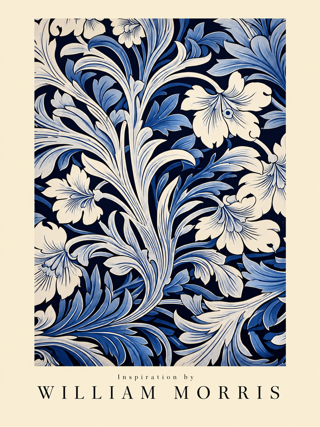 Flores sobre Verde, lámina decorativa inspirada en William Morris