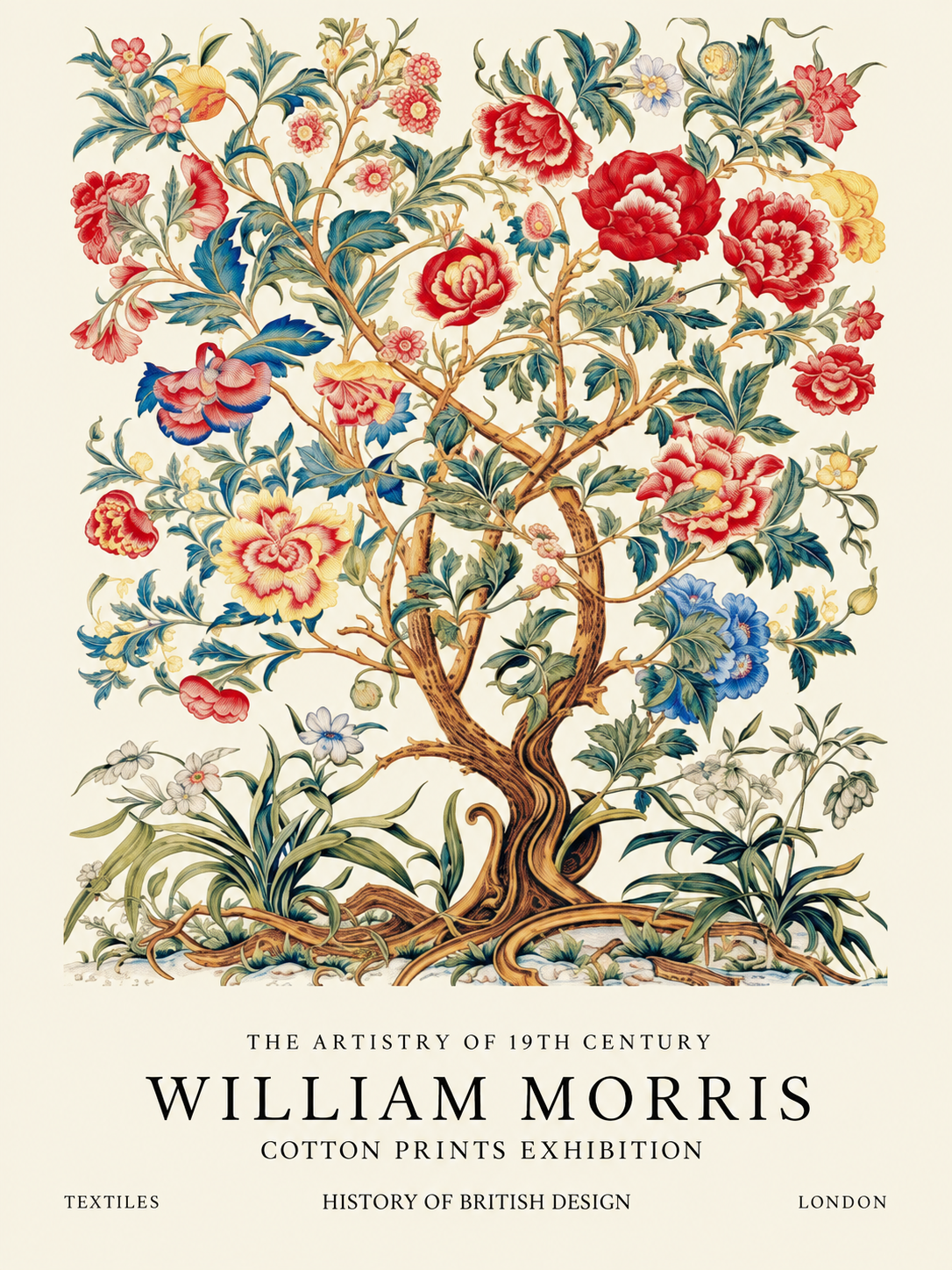 Árbol de Flores, lámina decorativa inspirada en William Morris