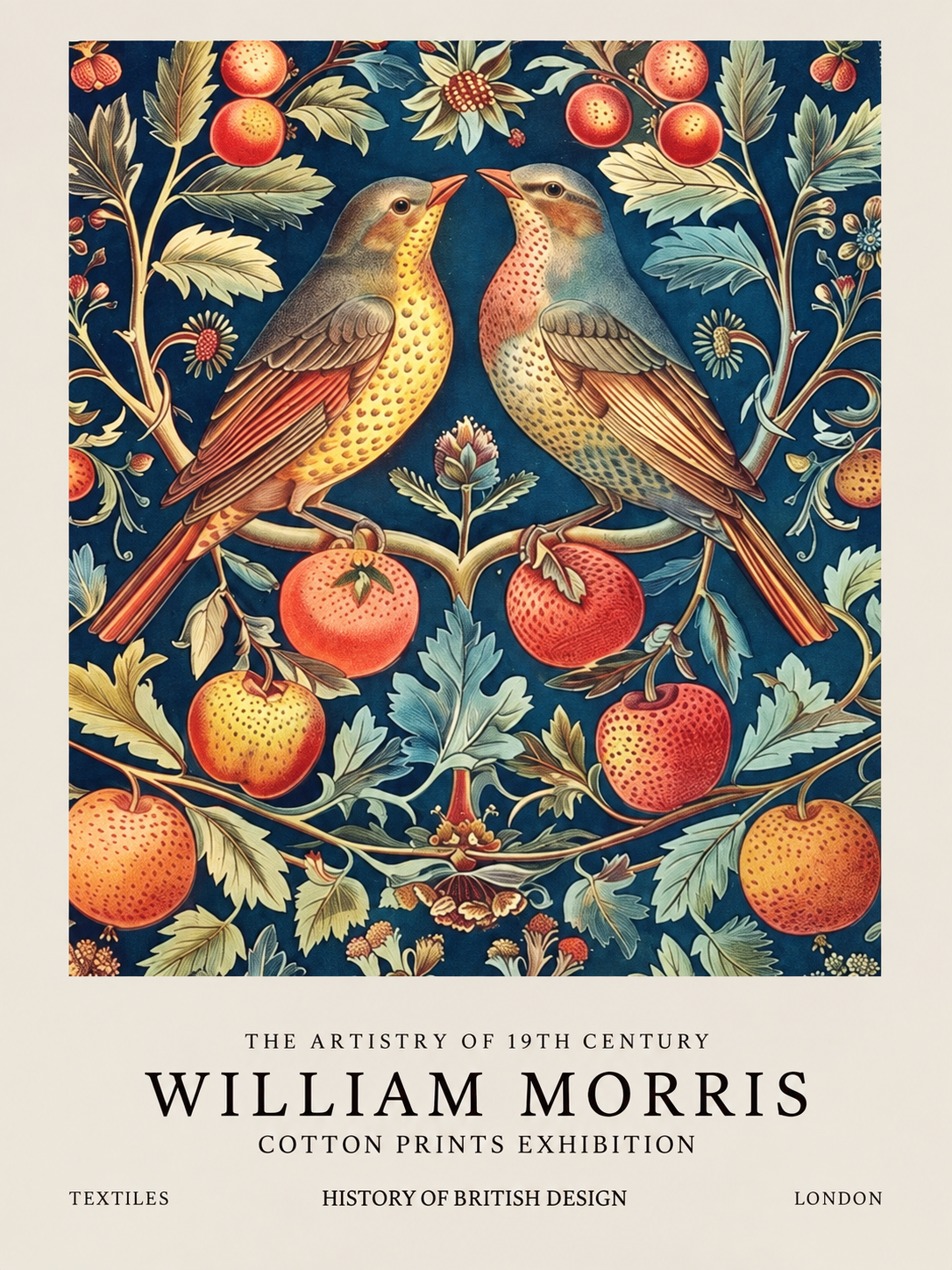 Pájaro del Bosque, lámina decorativa inspirada en William Morris
