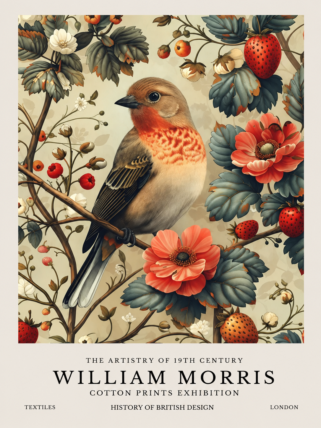 Mariposa de Jardín, lámina decorativa inspirada en William Morris