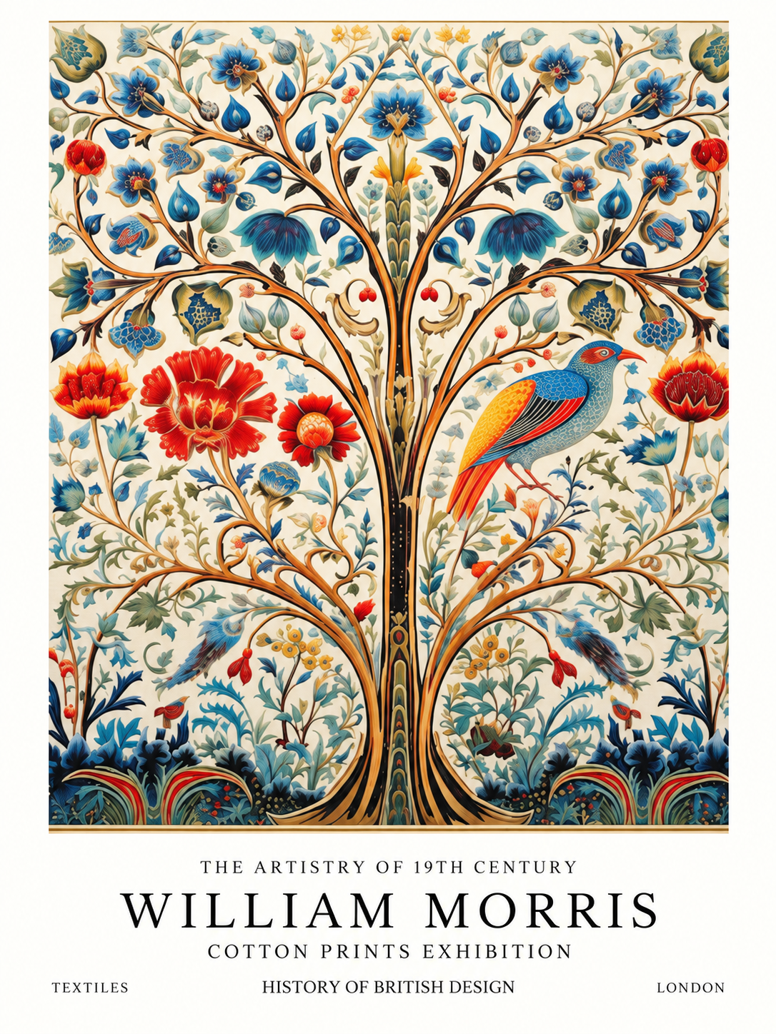 Conejo entre Hojas, lámina decorativa inspirada en William Morris
