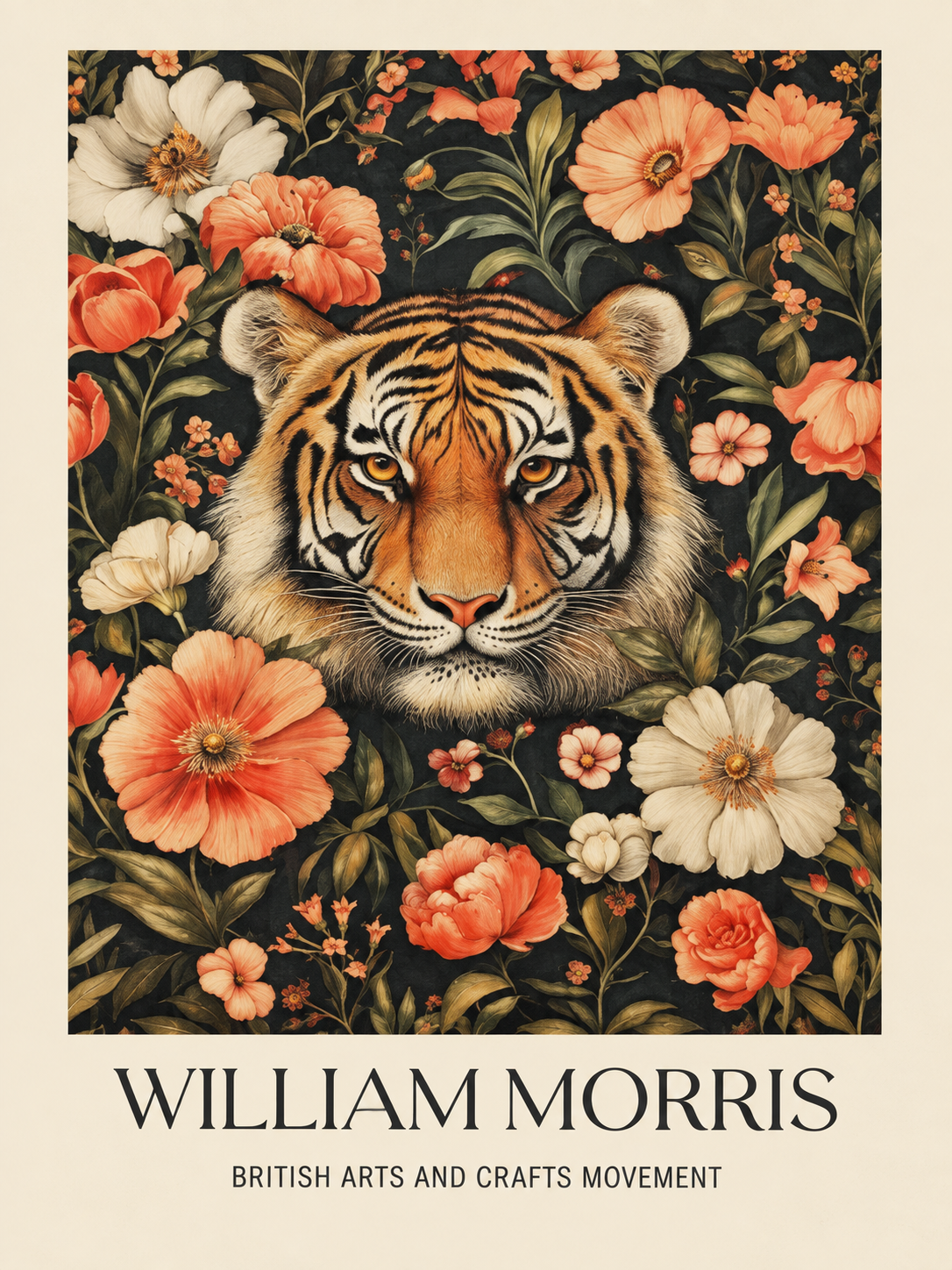 Mariposa Floral, lámina decorativa inspirada en William Morris