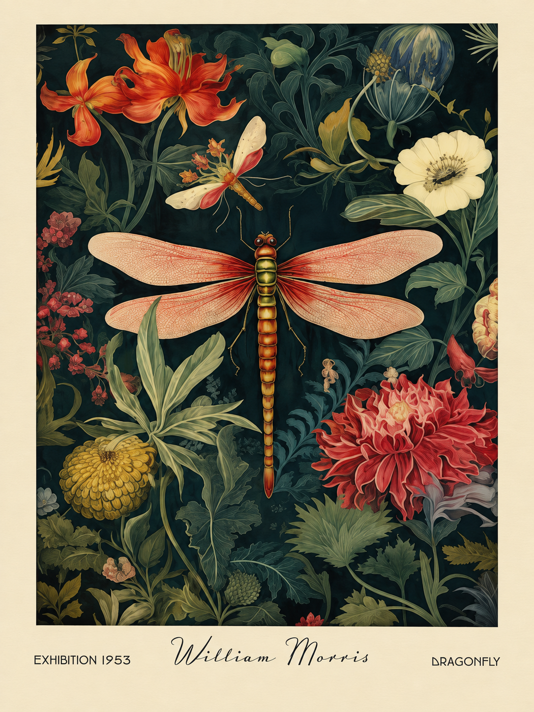 Flores Coral, lámina decorativa inspirada en William Morris