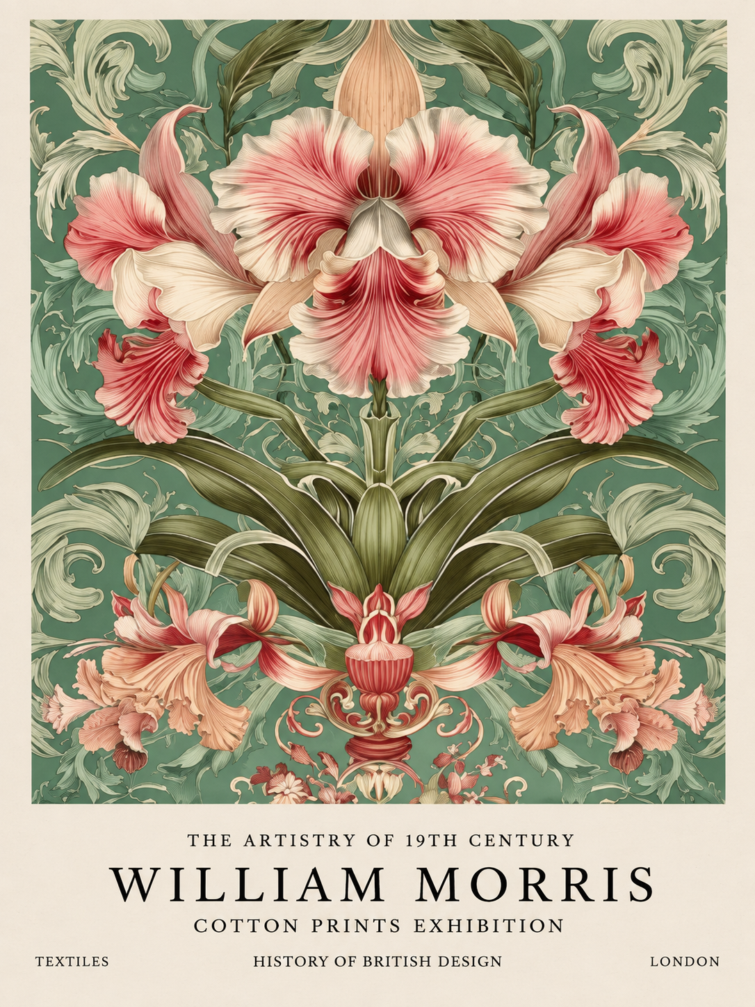 Pájaros entre Ramas, lámina decorativa inspirada en William Morris