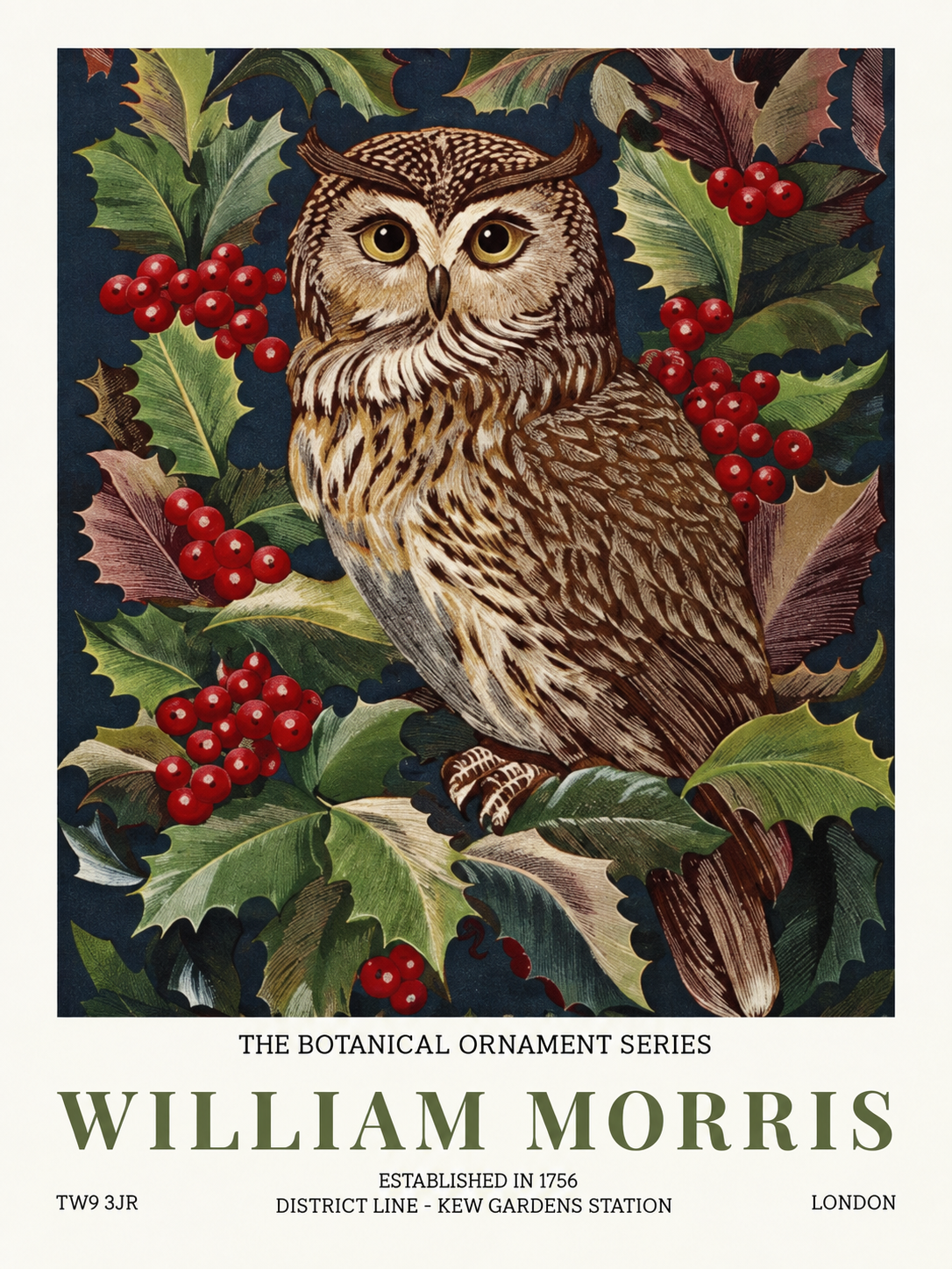 Pájaro Rojo, lámina decorativa inspirada en William Morris