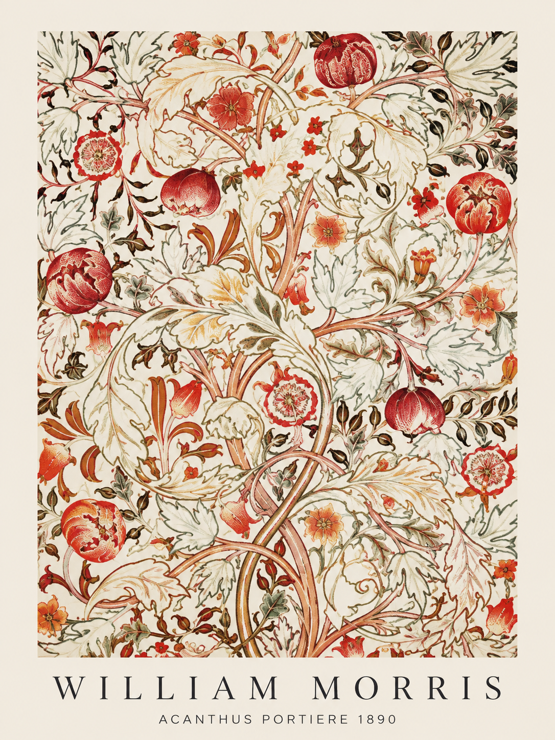 Rosas Coral, lámina decorativa inspirada en William Morris
