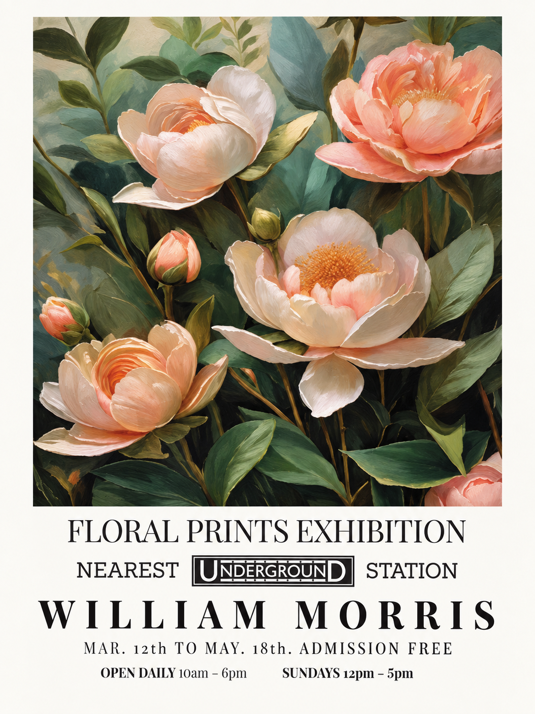 Flores Crema, lámina decorativa inspirada en William Morris