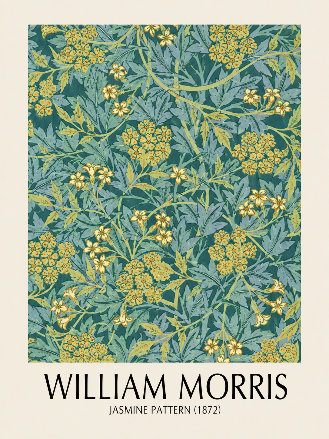 Flores Azules y Verdes, lámina decorativa inspirada en William Morris