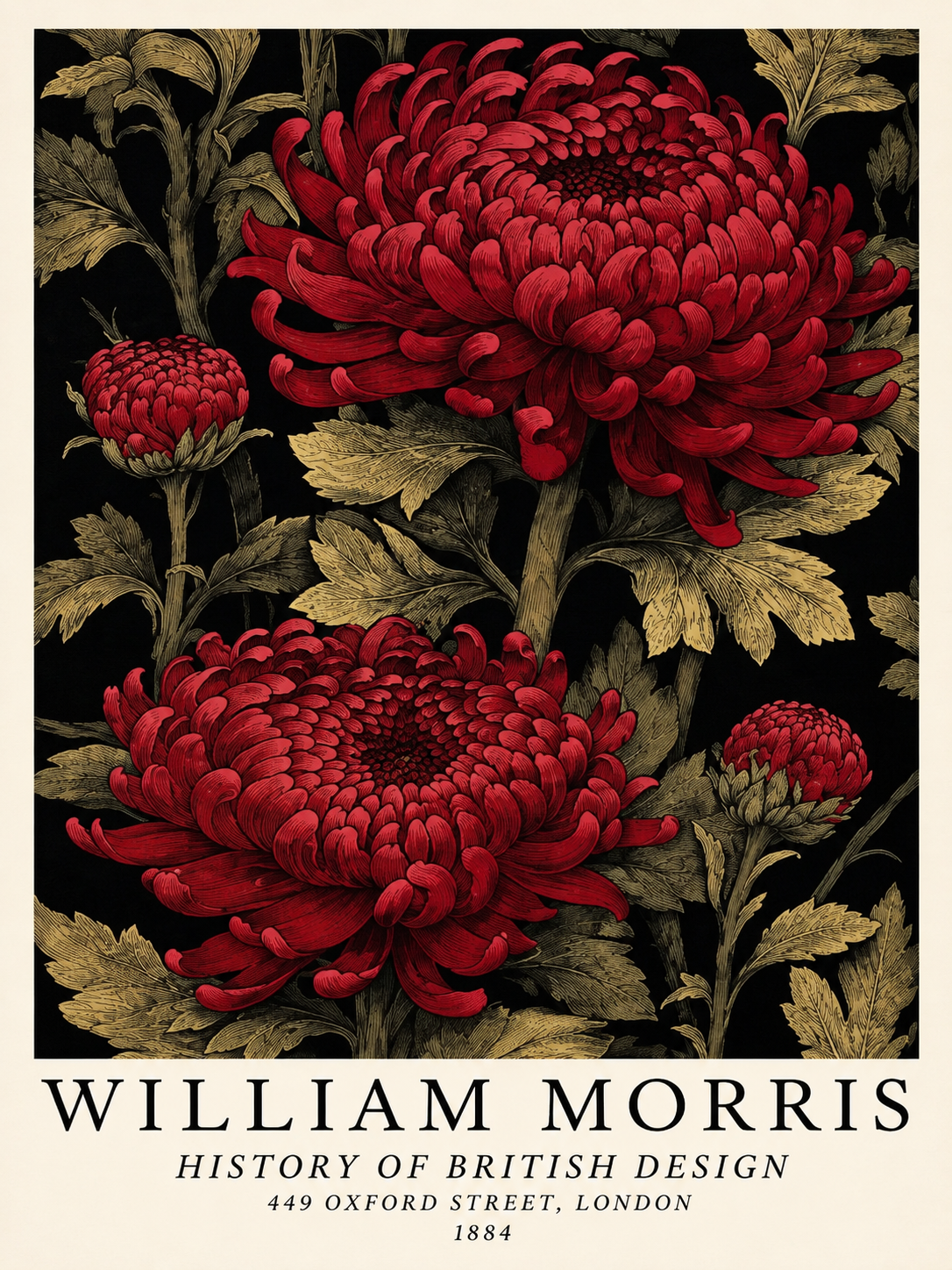 Abejas y Flores, lámina decorativa inspirada en William Morris