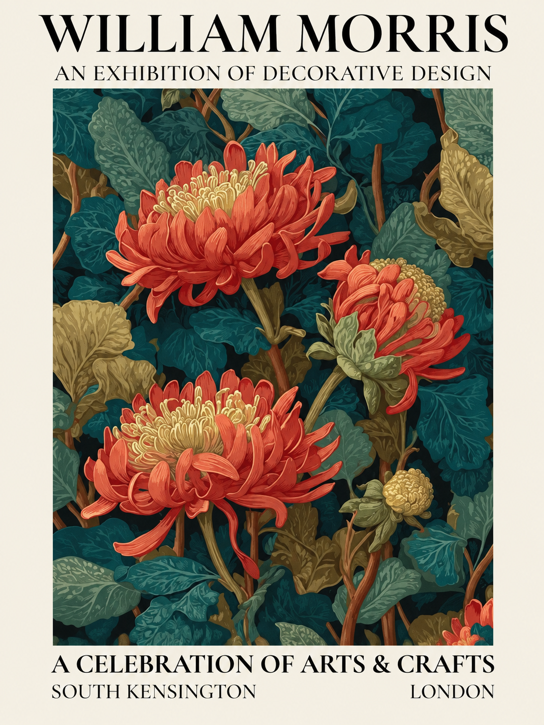 Pájaros entre Hojas, lámina decorativa inspirada en William Morris