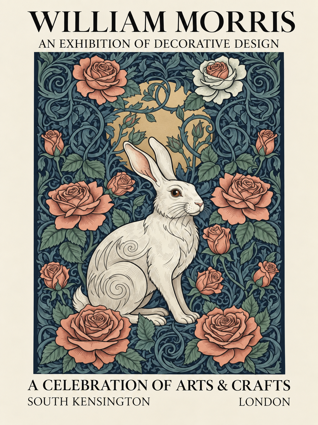 Ramo de Flores Azules, lámina decorativa inspirada en William Morris