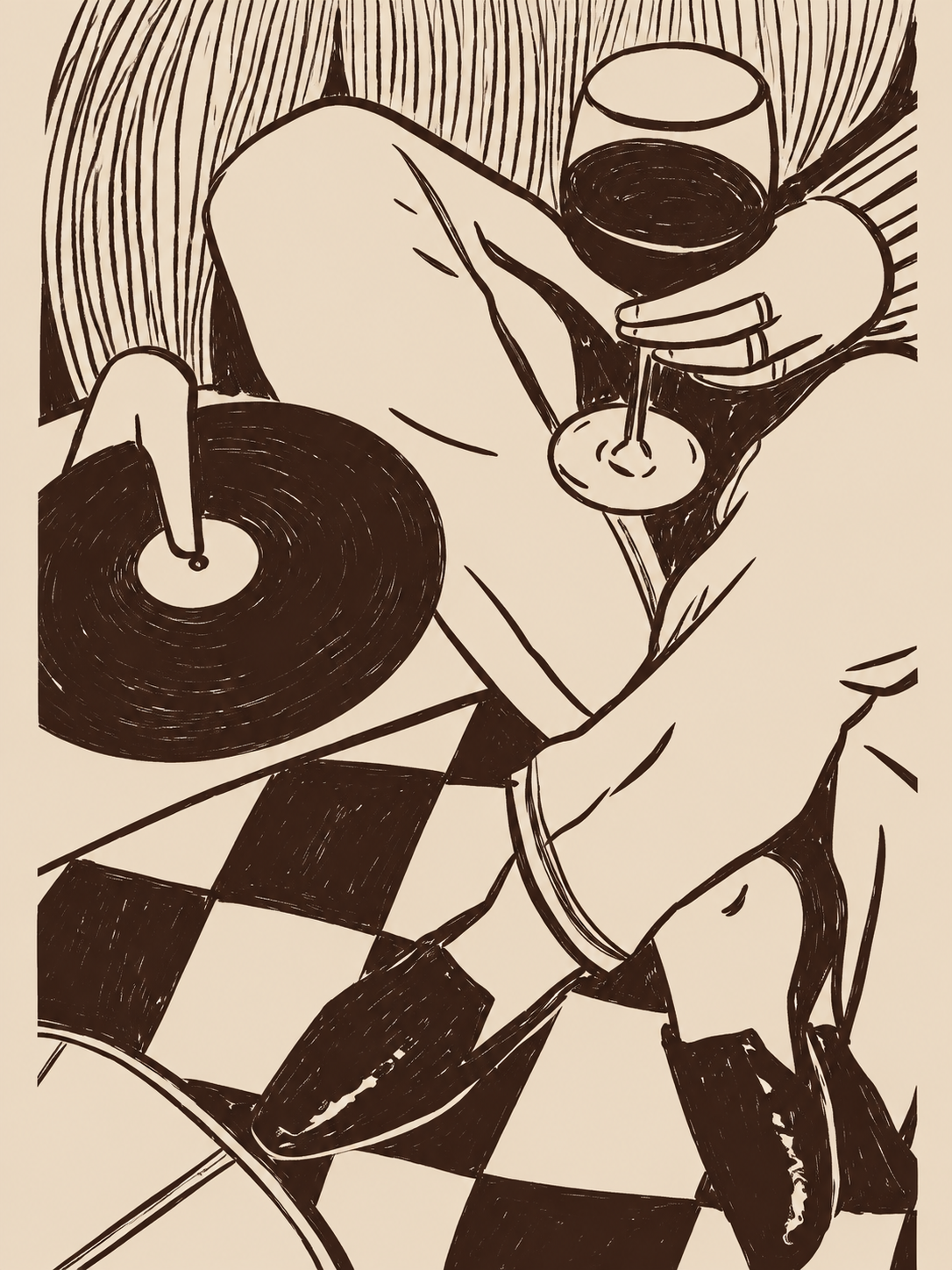 Abstract Jazz Musician Beige