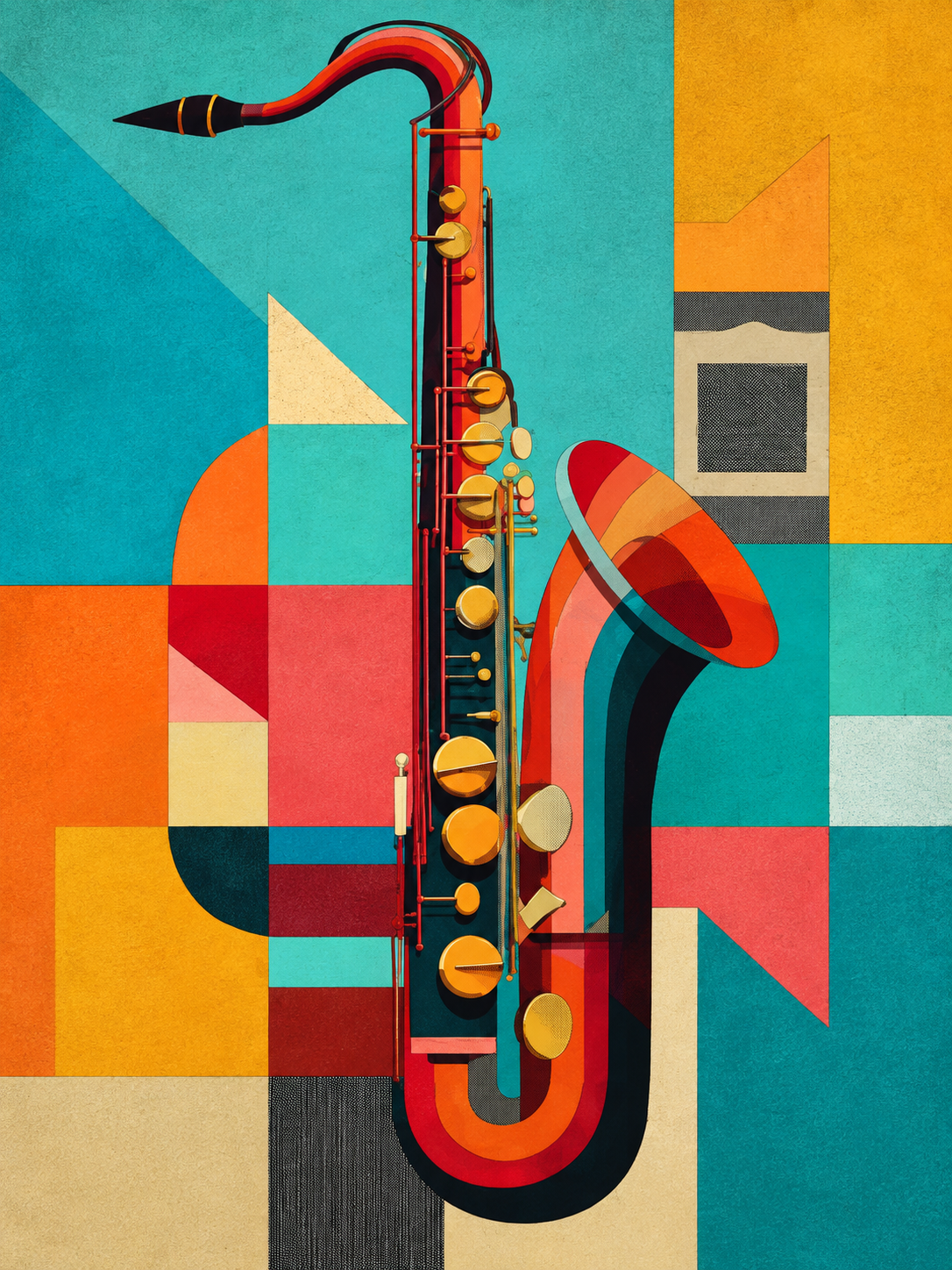 Teal Red Sax