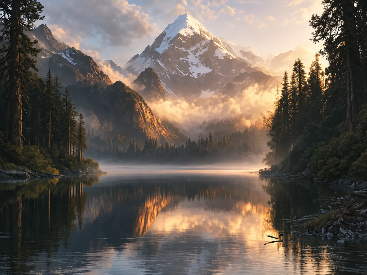 Lago de Montaña al Atardecer