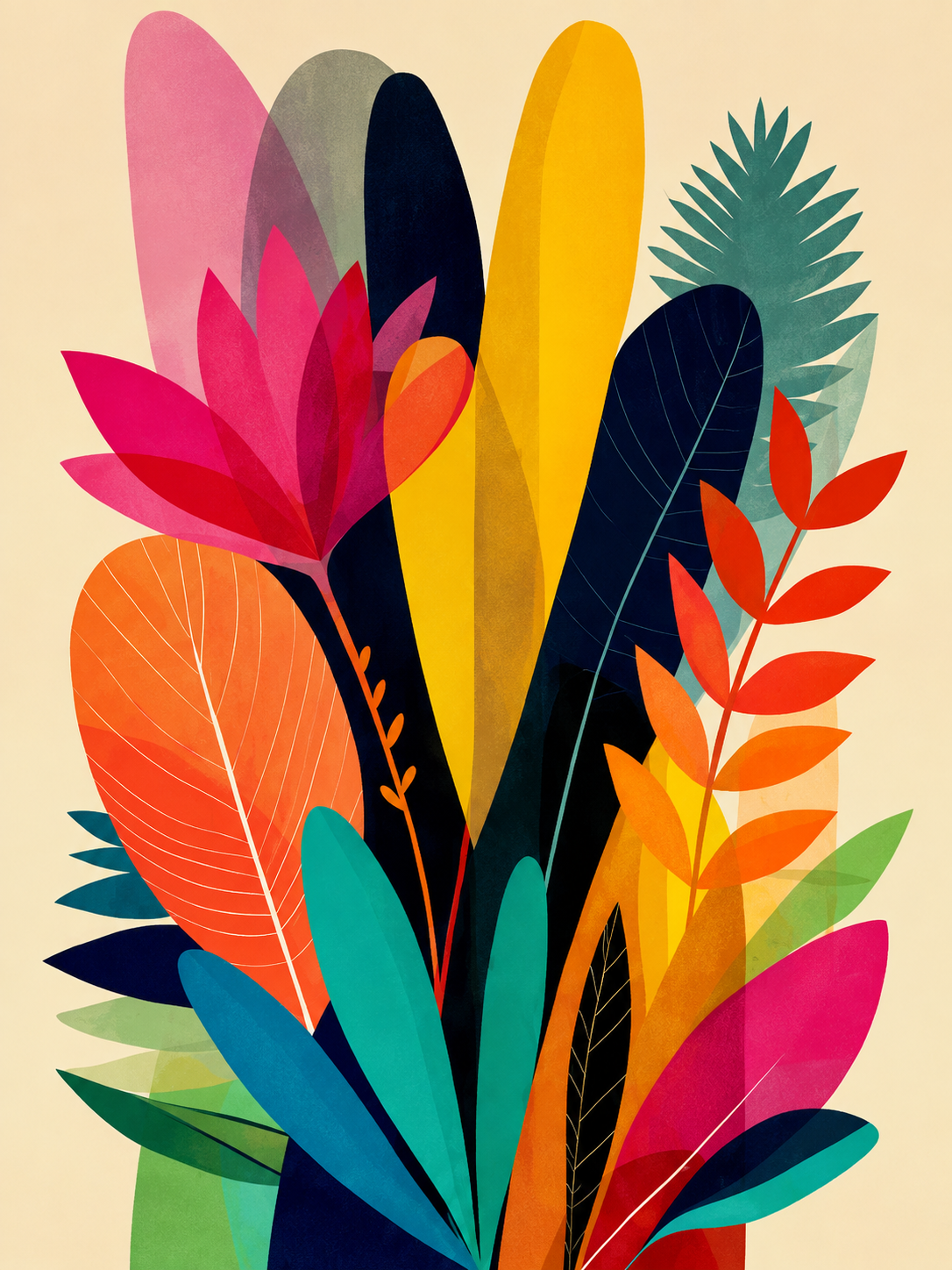 Hojas Tropicales Abstractas