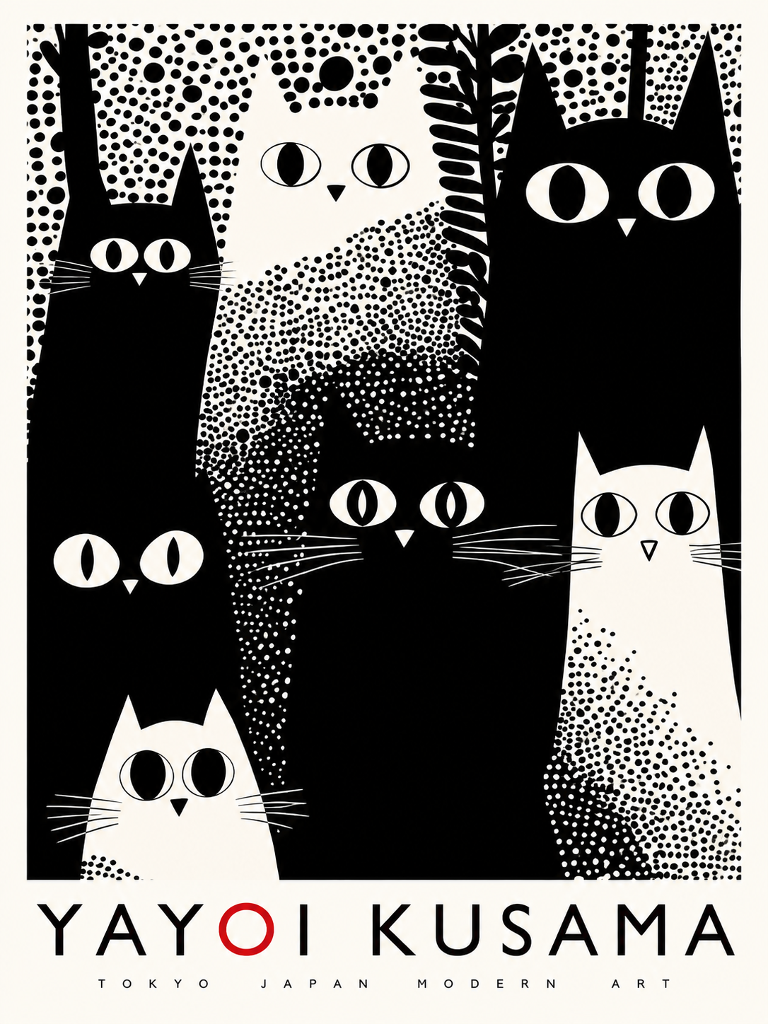 Yayoi Kusama — Gatos blanco y negro