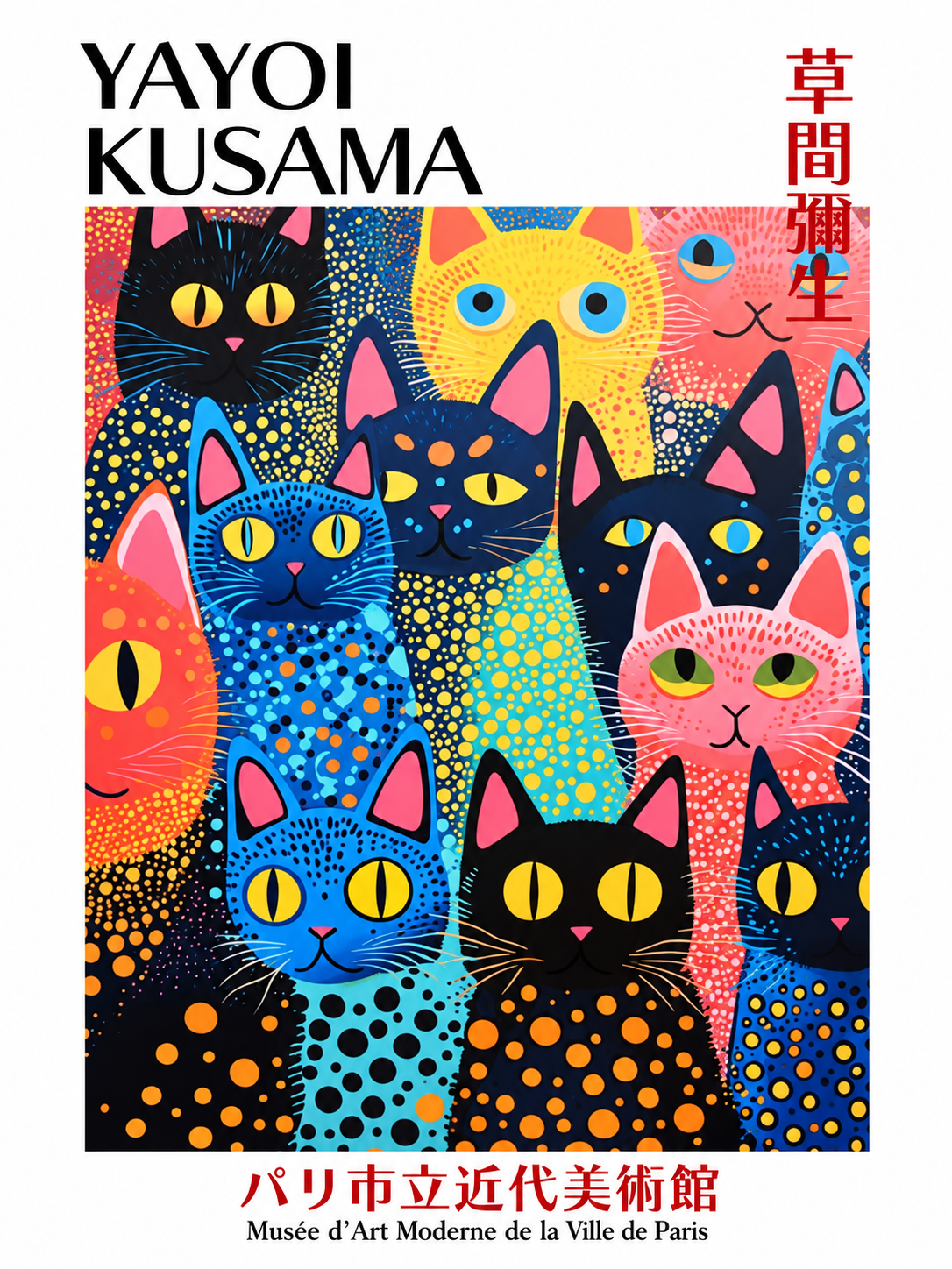 Yayoi Kusama — Gatos multicolor